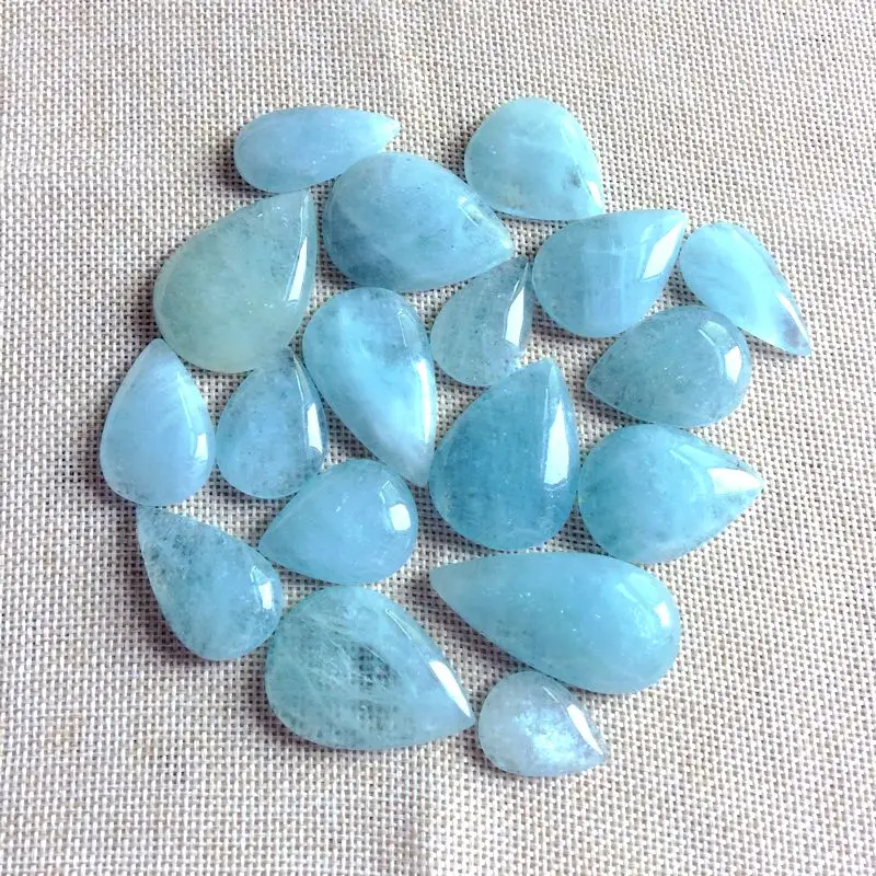 

Natural Aquamarin Stone Drop Beads Pendant Cabochons Blue Color Real Stone 15-30 mm A Quality Random Selection