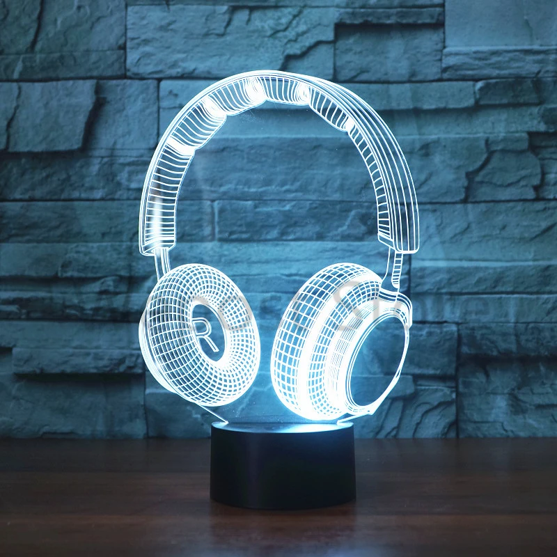 3D DJ наушники дизайн Ночная лампа музыкальный монитор гарнитура наушники форма Ночной светильник 7 цветов кровать светильник домашний декор
