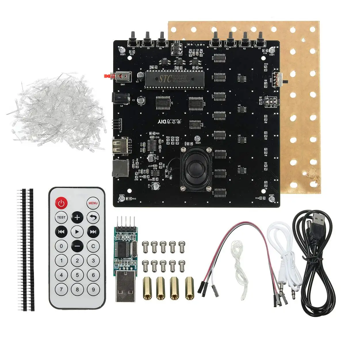 

LEORY DIY 3D Light Cube Kit Blue LED MP3 Music Spectrum DIY Electronic Kits 8x8x8 512LED Display Electronic Production DIY kits