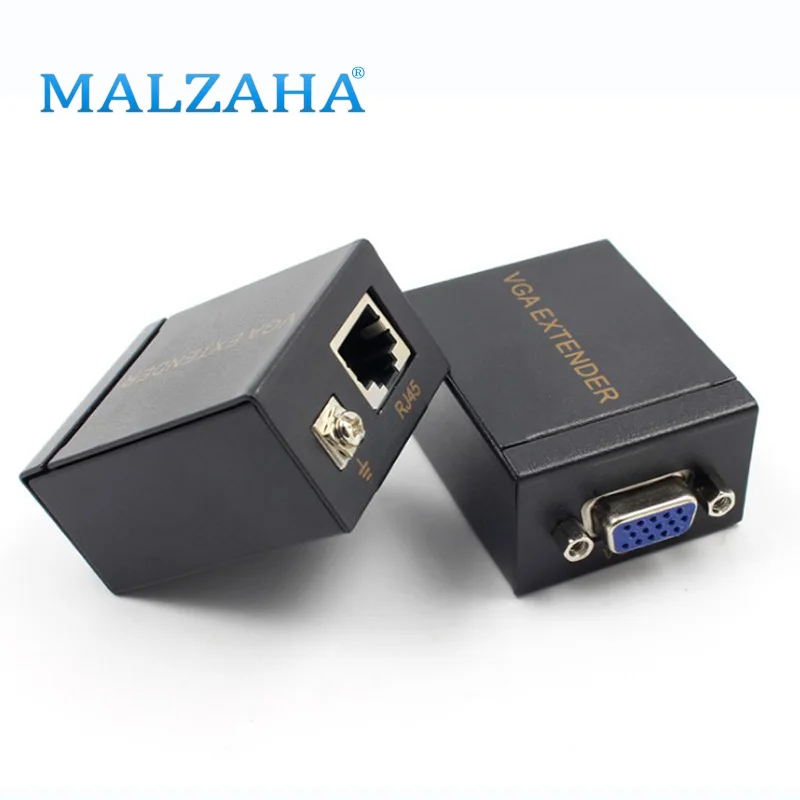 

One Pair 60M VGA Extender Female To Lan Cat5 Cat5e RJ45 Ethernet Female Adapter Amplifier VGA Extender