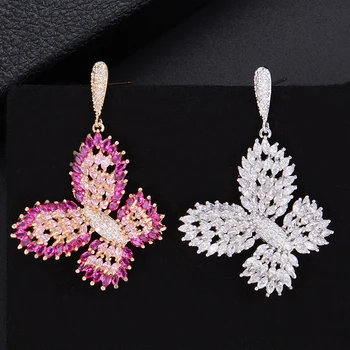 

missvikki Sweet Luxury Noble Butterfly Pendant Earrings CZ Women Wedding Engagement Anniversary Birthday Party Jewelry Gift