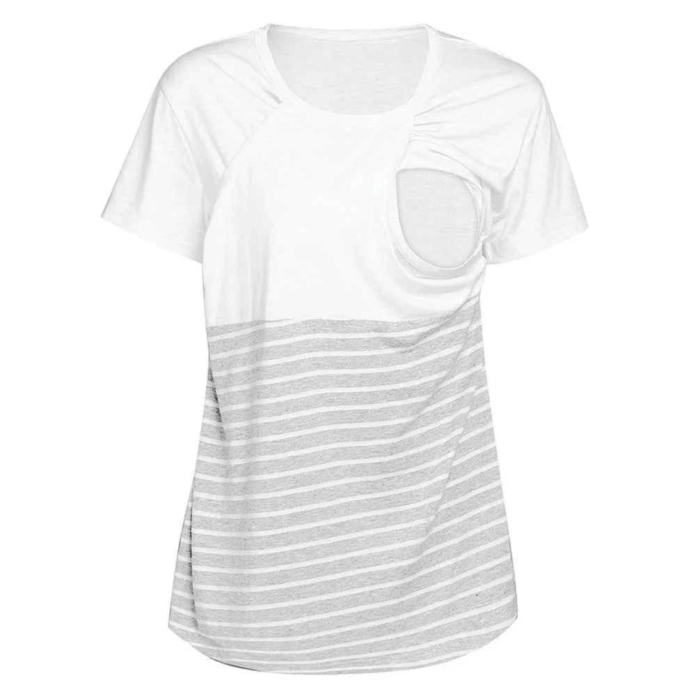 Женский топ в полоску для беременных и кормящих мам, одежда для грудного вскармливания, футболки для кормящих мам, полосатая футболка с