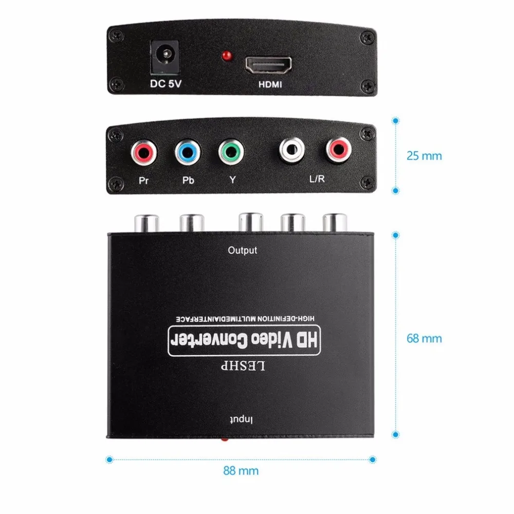 HDMI в RGB компонент(YPbPr) видео+ R/L аудио адаптер конвертер HD tv HD видео конвертер 2 канала LPCM 1,65 Гбит/с/165 МГц США штекер