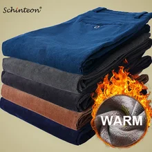 Мужские зимние теплые вельветовые штаны с толстой флисовой подкладкой, Смарт повседневные Прямые брюки, облегающие, высокое качество 36 38