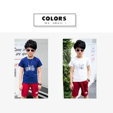 Eafreloy 2PCS Boys Summer Clothes Sets Cotton Bike T Shirt + Summer Shorts Children Clothing Sets Kids Fashion Suits Leisure T66