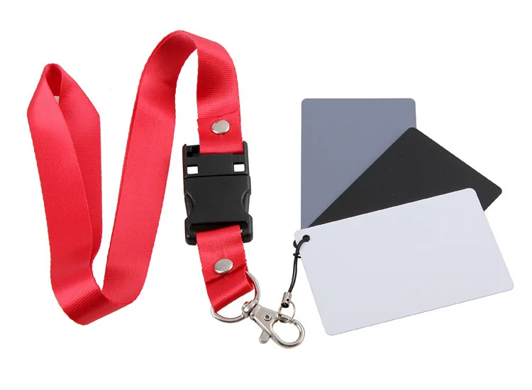 Camera Accessory 3in1 Pocket-Size Digital White Black Grey Balance Cards 18% Gray Card with Neck Strap for Photography | Электроника