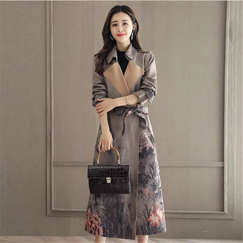 Femelle Plus Caramel Colour Longue gray Daim Coupe 1495 Okxgnz Taille Manteau De Impression Femmes Automne Mince Tranchée Peau Manteaux Mode La vent Section Nouveau Bx1Uw6qvw