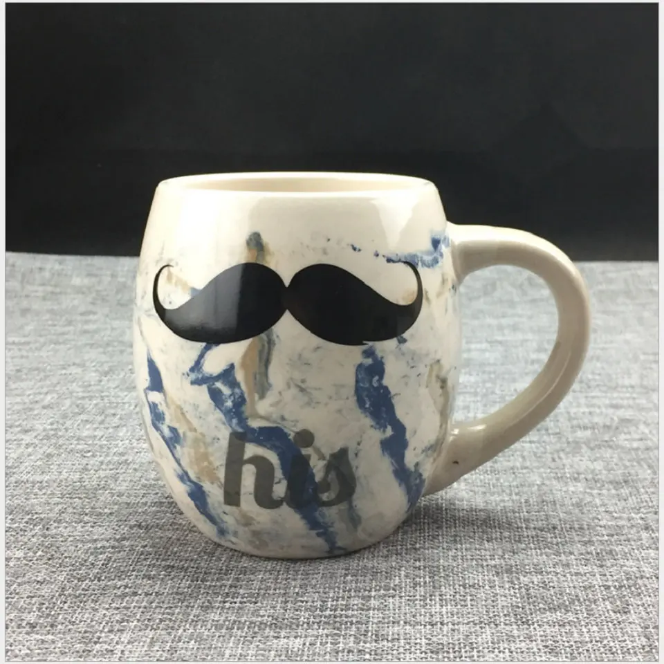 Ceramic Coffee Mug Milk Cup DrinkTea Creative His and Hers Coffee Cup Travel Mug For Couples Porcelain BeardRed Lip Design    CB230