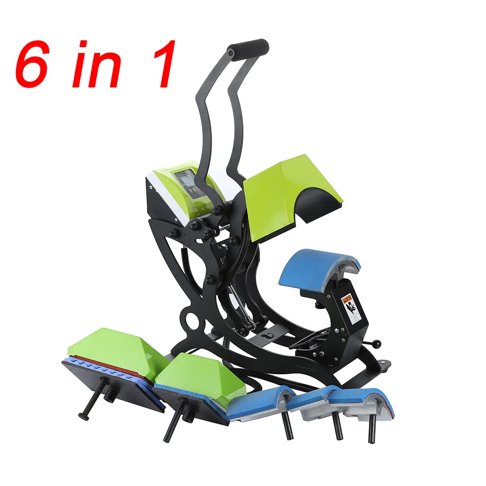 

6 in 1 Cap pen Label Heat Press Machine Sublimation Printer Digital Swing Away Heat Transfer Cap Printing Machine 4 in 1 cap