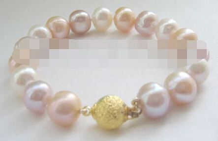 

Hot sell ->@@ > 00956 white pink purple round freshwater pearl bracelet -Top quality free shipping