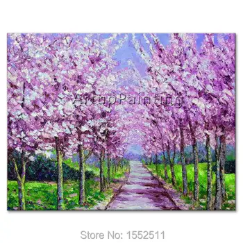 

Sakura Shades Palette knife Oil Painting on canvas hight Quality Hand-painted Painting for the sitting room decorative picture