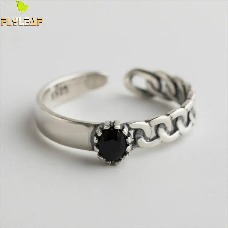 

Flyleaf 925 Sterling Silver Rings For Women Asymmetry Cubic Zirconia Personality Fashion Fine Jewelry Simple Open Ring Vintage