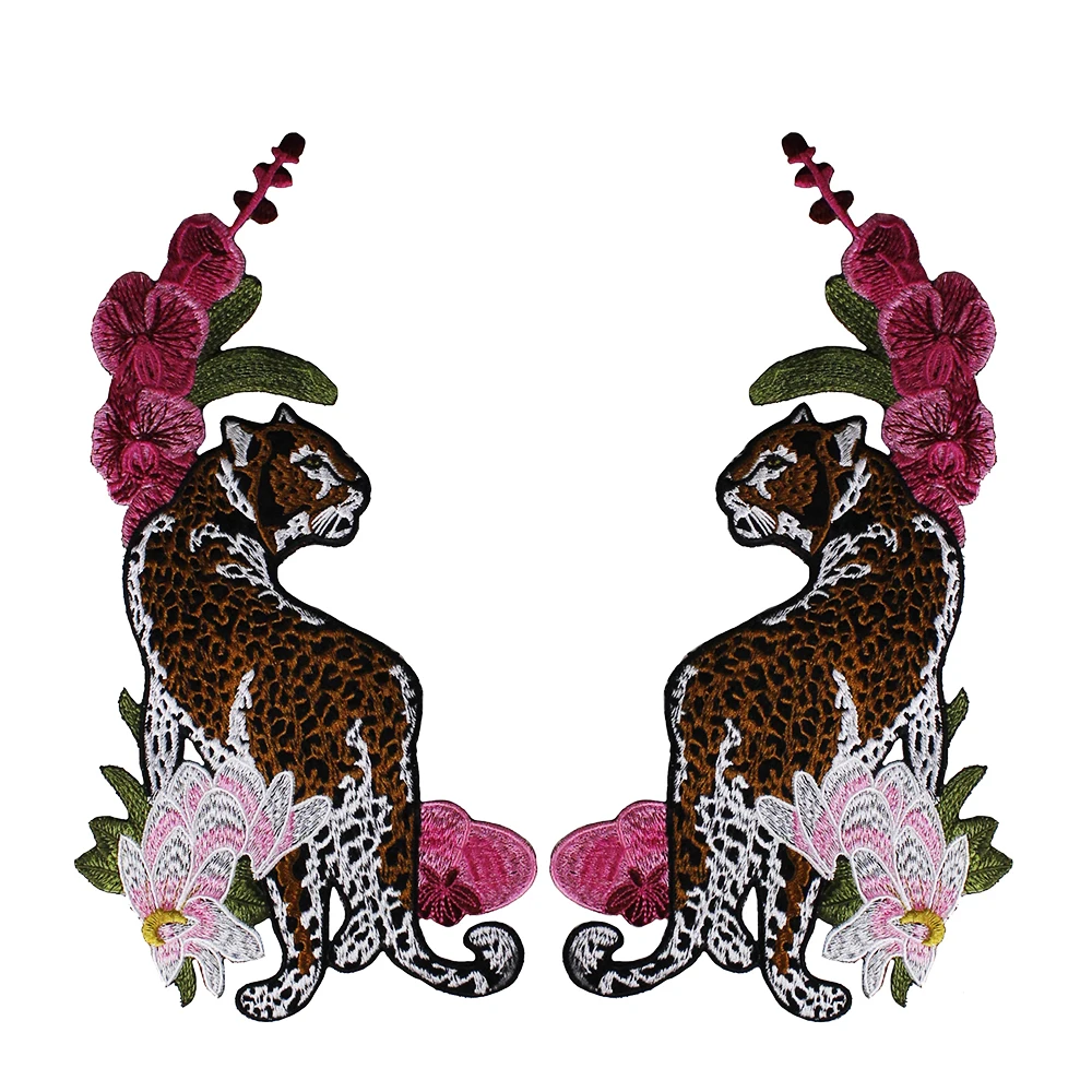 5pair Leopard Flower Pair Fabric Patches Embroidery Applique Motif