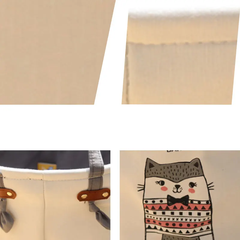 تخزين سلة الغسيل القطن للطي سلة الغسيل دلو المنظم اسطواني الخيش سلة التخزين الحيوان الصورة تصميم