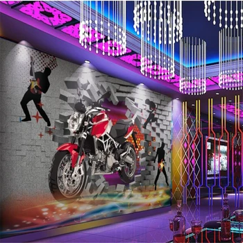 

beibehang Custom wall mural broken wall motorcycle industry home decoration wall papers home decor wallpaper 3d on the wall