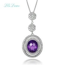 I & zuan 925 plata esterlina natrual 4.71ct colgante amethyst púrpura de cuarzo collar con cadena de plata de regalo de navidad