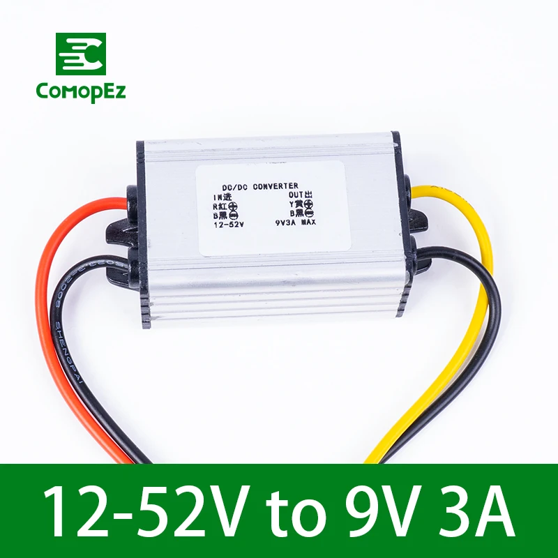 

DC DC Converter 12-52V to 9V 3A Voltage Reducer IP68 Step Down Buck Module Power Supply Regulator for Cars Truck Electric Motors