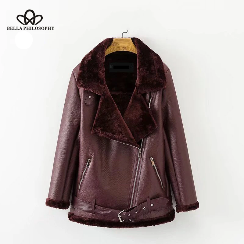 Wonder 2018 new fashion Autumn Winter Coat thickened Padded warm PU leather coats female turn down collar ladies coat tops