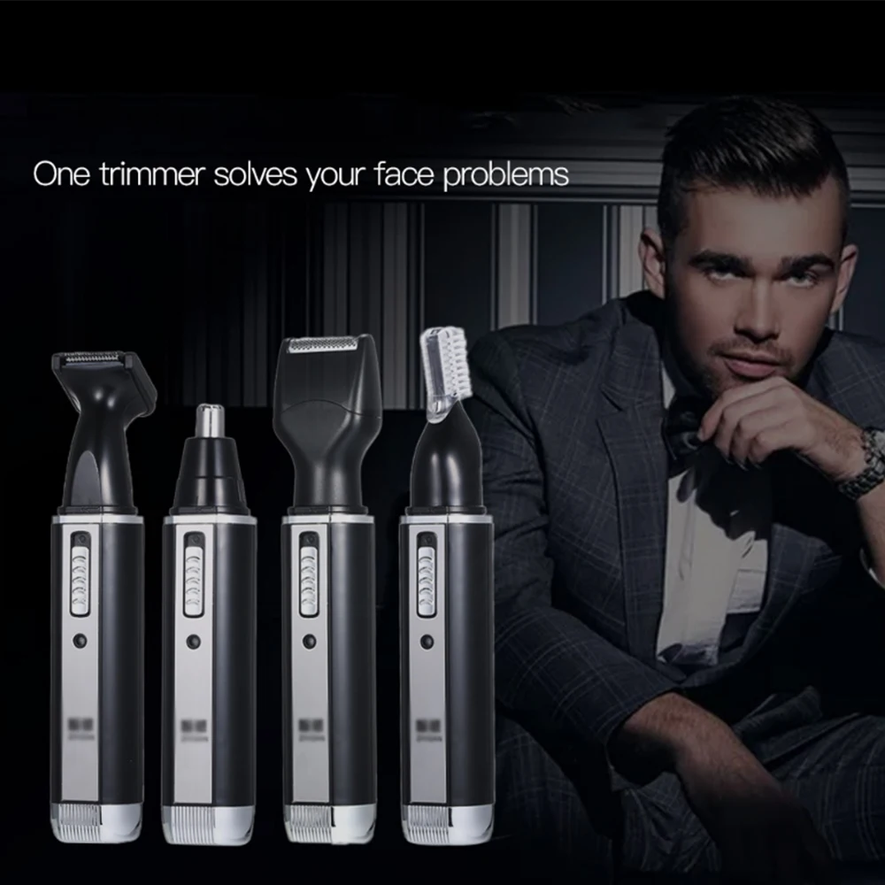 NIKAI многофункциональная электробритва для удаления волос в носу ухо FaceTrimmer 4-в-1 минибритва бритья бакенбардов и корректировка бровей комплект