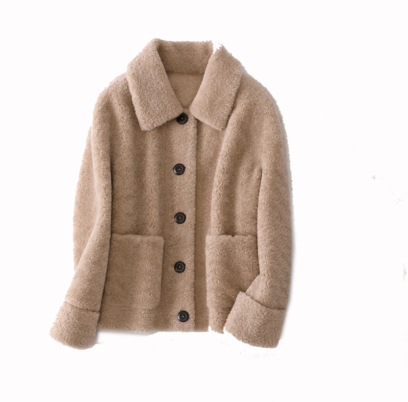 

2019 autumn and winter sheep fur lamb fur real fur coat jacket overcoat