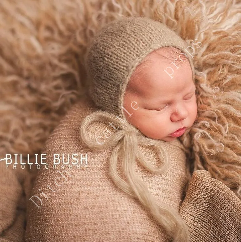 Handcraft Baby hand Knit Mohair Bonnet Photography prop on Baby Shower Gift Newborn Photography Props Baby Photography Props newborn socks for babies