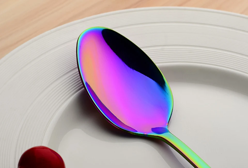 LIYIMENG Stainless Steel Rainbow Tableware Set Dinnerware Set Western Food Cutlery Tableware Dinnerware Set Kitchen Accessories 5