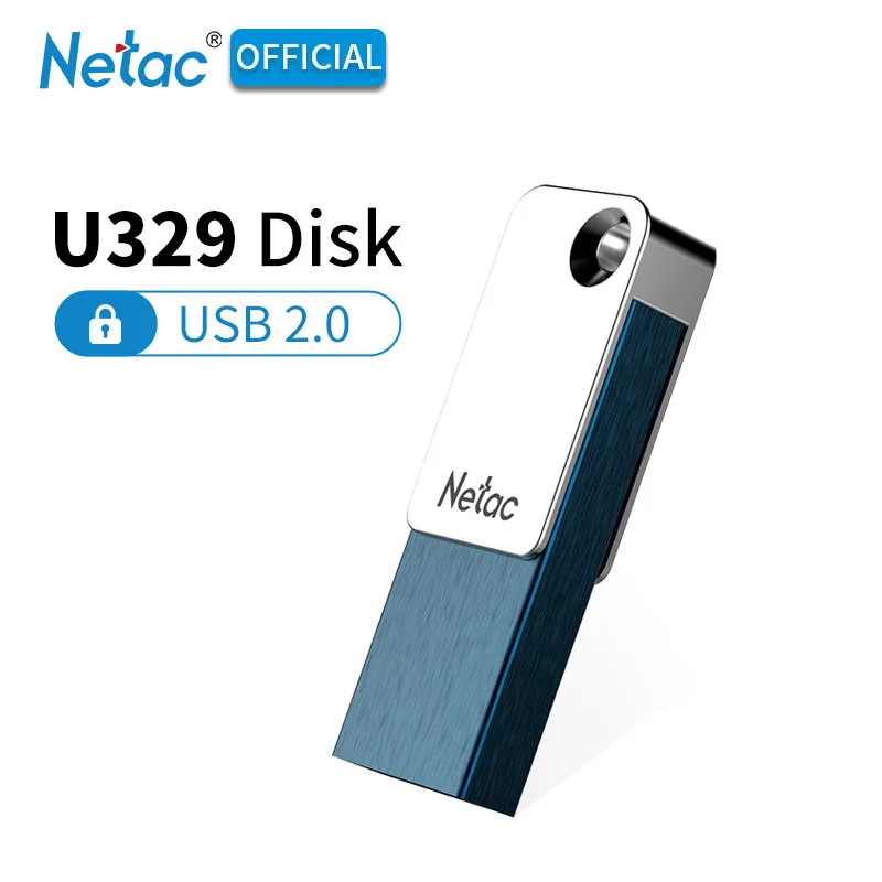 Netac металлический USB 2,0 флэш-диск 16 ГБ 32 ГБ 64 Гб Rctangle USB2.0 USB флеш-накопитель бизнес зашифрованный 16 32 64 Гб U329 PC флеш-накопитель