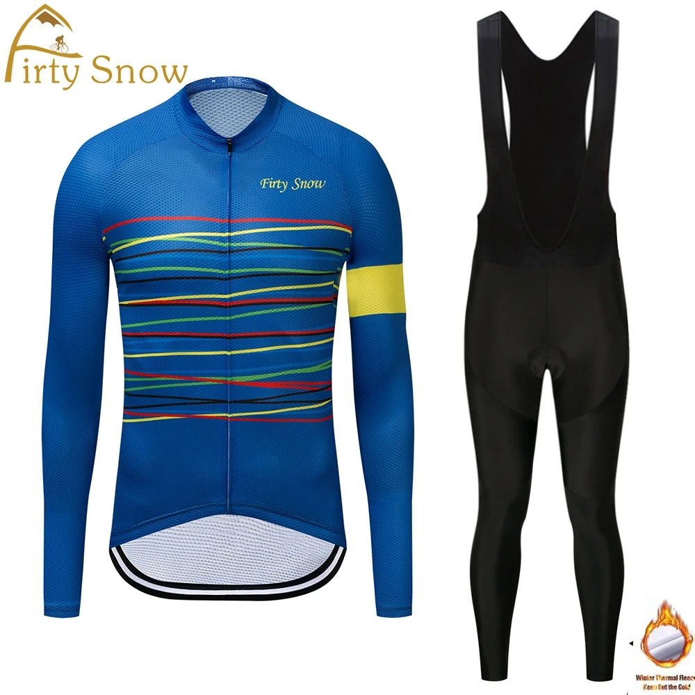 

Firty Snow Winter Thermal Fleece Cycling Jerseys Sets Super Warm Bike Clothing Pro Black Bicycle Jerseys Ropa Ciclismo Invierno