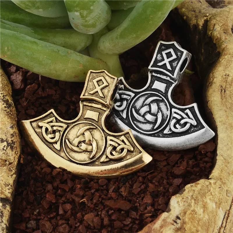 5 шт. Norse Viking Axe Amulet Необычные плетеные треугольные руны тройной Рог Odin талисманы