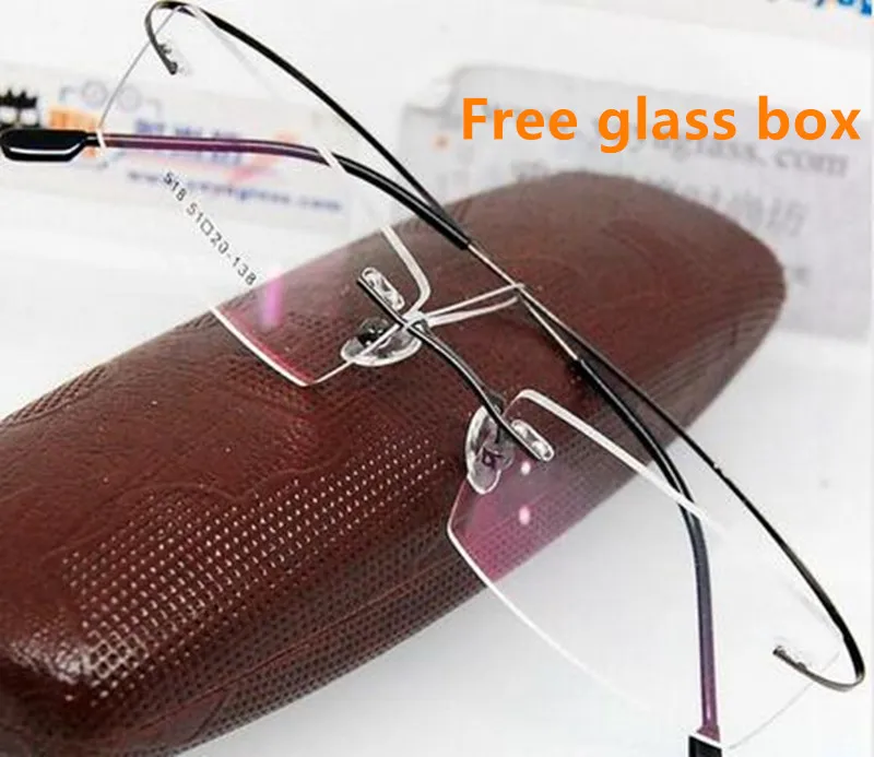 12 шт./лот) не шурупы память Титан ультралегкие очки без оправы черный/твердые золотые очки силуэт-Титан-очки-оправы Y02