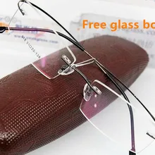 12 шт./лот) не шурупы память Титан ультралегкие очки без оправы черный/твердые золотые очки силуэт-Титан-очки-оправы Y02