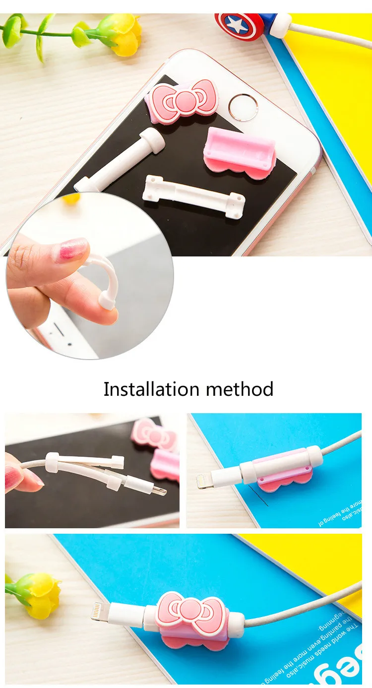 ZUCZUG 1 шт. Модный милый мультяшный USB кабель защитный чехол для Apple Iphone android зарядное устройство кабель для передачи данных наушники устройство для сматывания кабеля