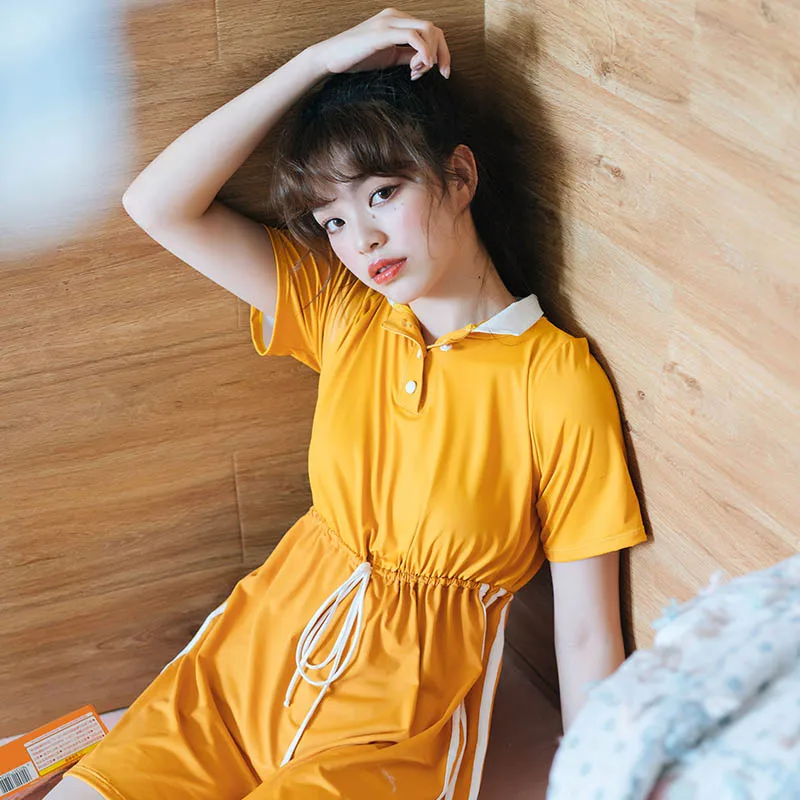 

2019 New arrival High Quality V-neck skirt swimsuit Young girl split Swimwear lovely two pieces suit women bathing suits