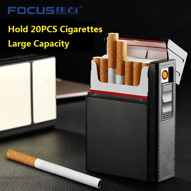 Чехол для сигарет большой емкости, съемная электронная USB Зажигалка, перезаряжаемая ветрозащитная Зажигалка Encendor, модные гаджеты для мужчин