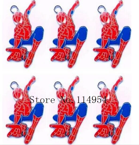 New 30 pcs Cartoon Spiderman Charms DIY Pendant Jewelry Making P--182