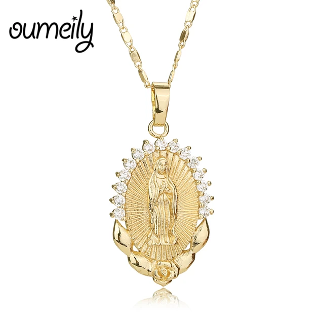 OUMEILY Fashion Jesus Necklace For Women Men Statement Vintage Pendant Holiday Christian African Beads Gold Color Accessories