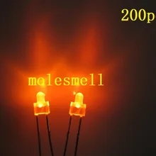 200 шт 2 мм рассеянный оранжевый рассеивающий светодиодный светодиоды световые очки с оранжевыми стеклами 2 мм широкий/большой угол светодиодный