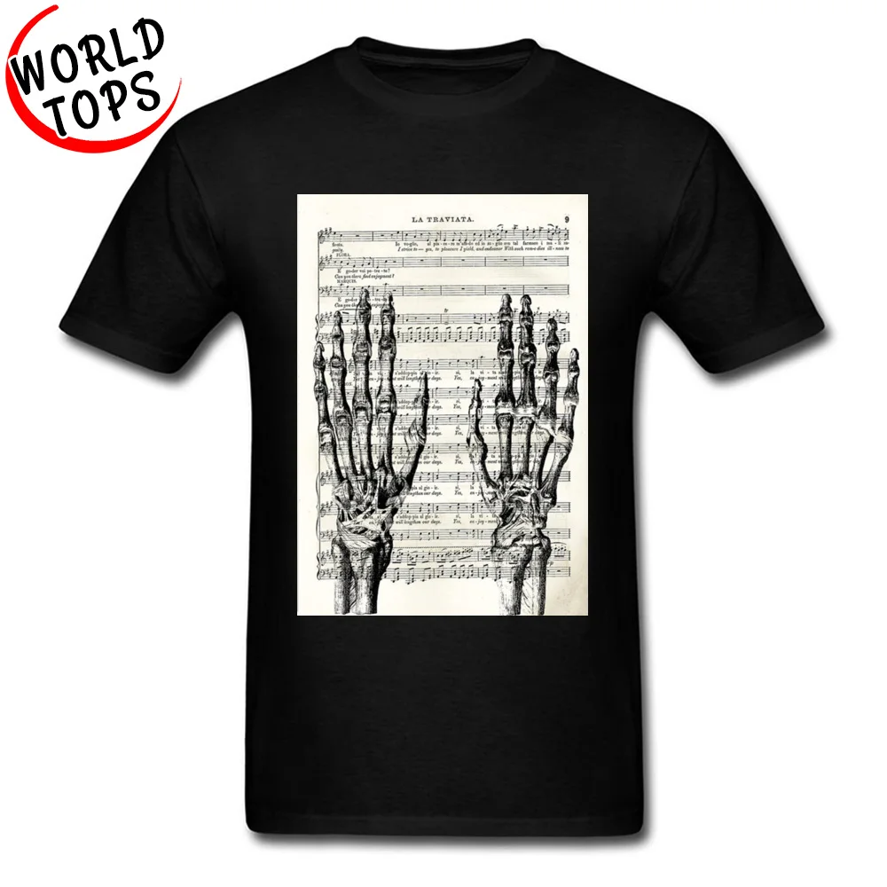 

Popular Piano Sinfonia Music T Shirt Day Of The Dead Gothic Note Skeleton Hands Printing Men Cool Tshirt Geek Soul Tshirt Cotton