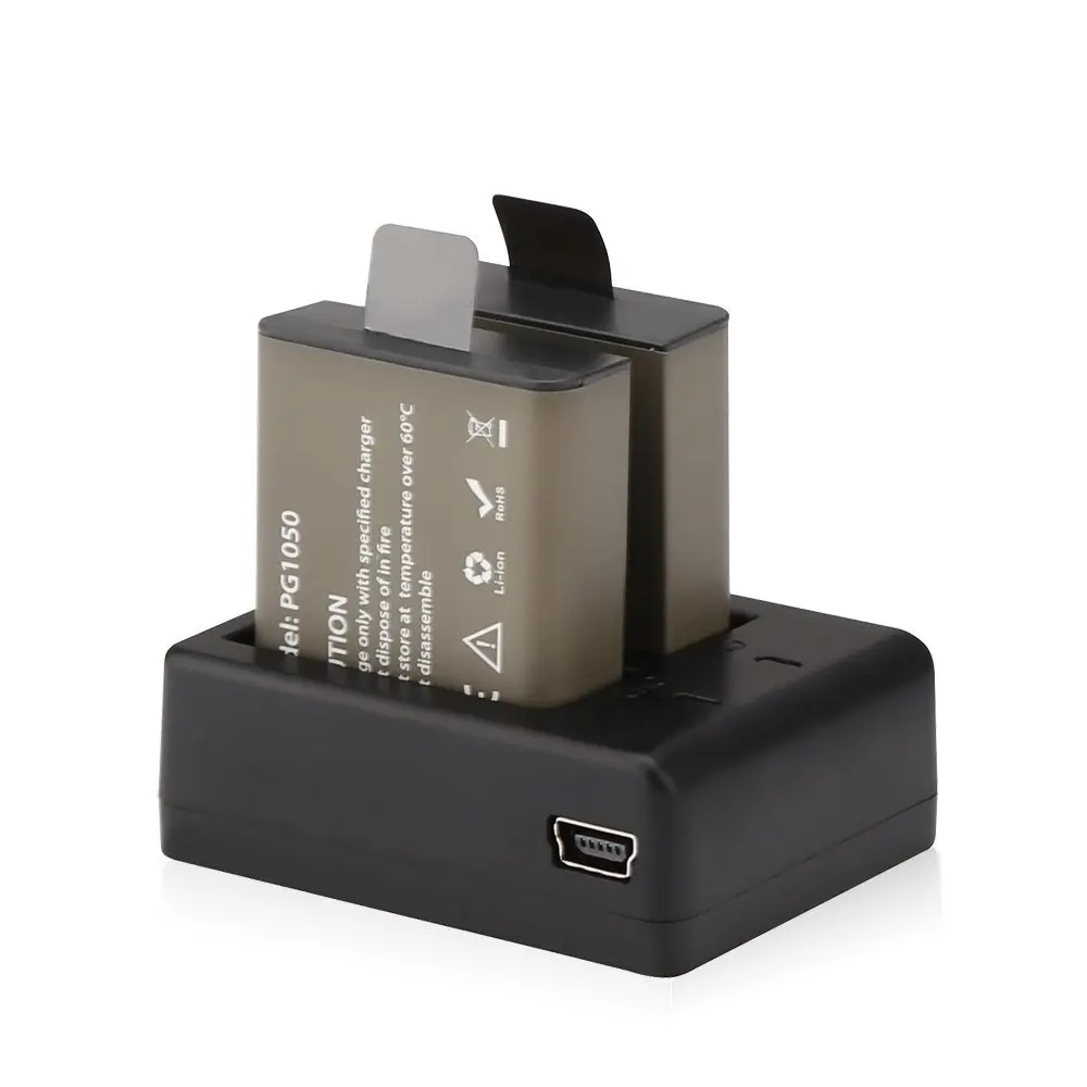 2 шт. 1050 мАч USB Dual Зарядное устройство батарея для AKASO EK7000 EK5000 SJCAM SJ4000 sj5000 SJ6000 sj7000 SJ8000
