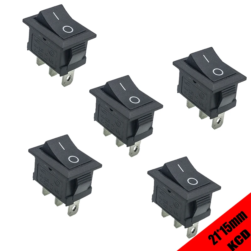 

5pcs/lot 21*15mm KCD SPST 3PIN Snap-in on off switch Position Snap Boat Rocker Switch 6A/250V High Quality Copper feet
