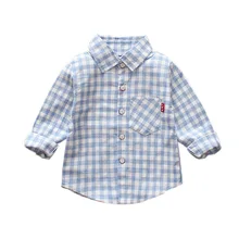 Весенне-осенняя хлопковая рубашка с длинными рукавами для маленьких мальчиков