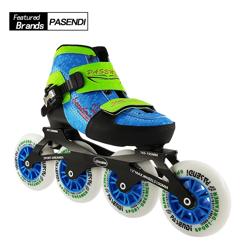 

PASENDI 2017 NEW ARRIVAL Inline Skate 4x100MM Frame Kids Adjustable Roller Skates Boots Children Speed Single Wash Adjust Shoes
