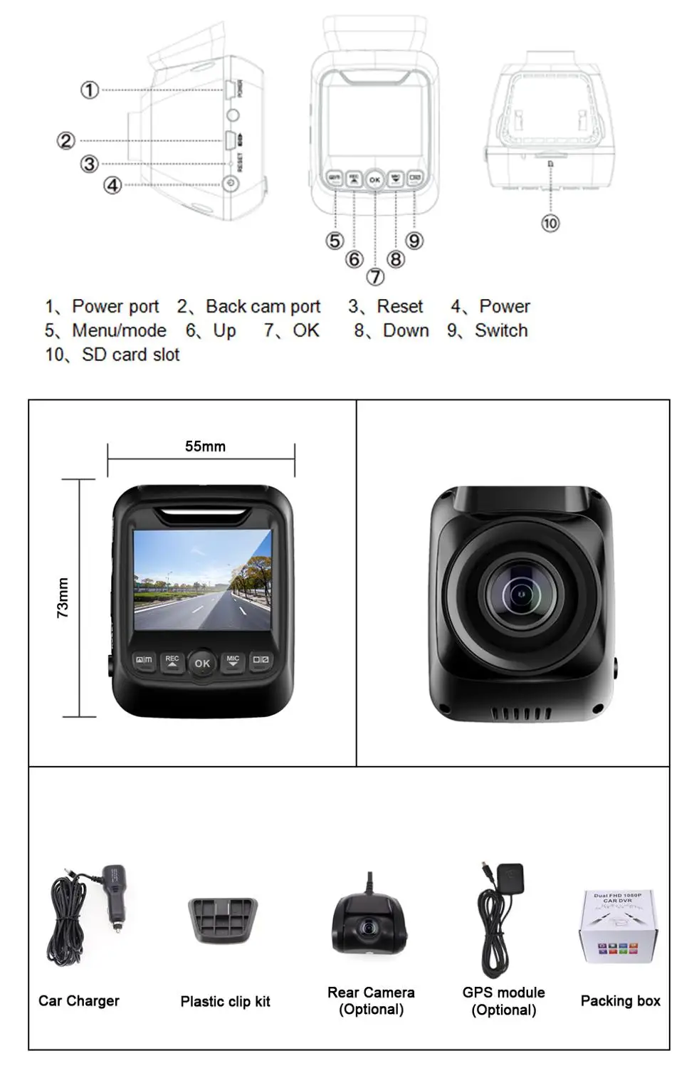 FHD1080P wifi Автомобильный видеорегистратор Камера s ADAS Dash Cam камера заднего вида автоматическая камера dvr g-сенсор камера ночного видения двойная камера s