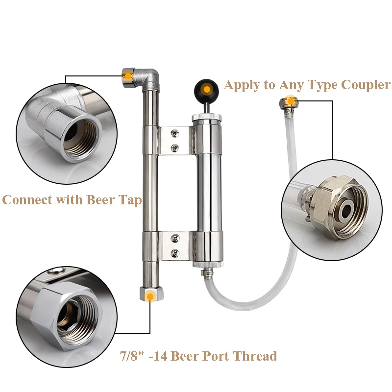 Home Brewing Party Pump with Beer Tap de-foaming Device, 8 Inch Beer Keg Pumps (1) 9 4
