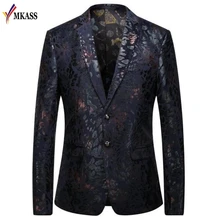 Стильный блейзер с цветочным принтом для мужчин, приталенный мужской блейзер с рисунком, Мужской Блейзер размера плюс 5XL