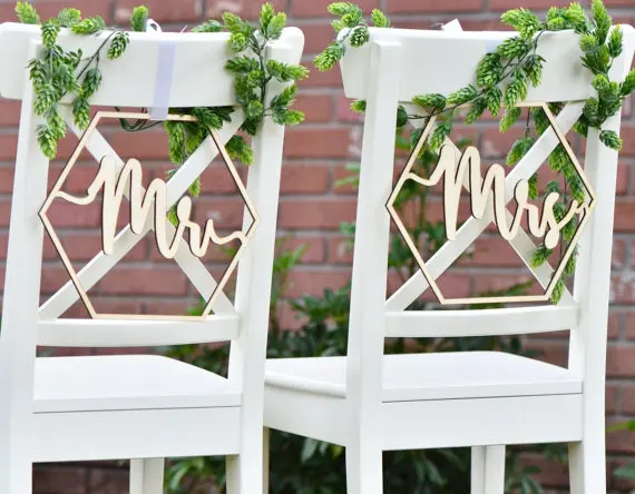 

Mr & Mrs Wedding Wooden Chair Sign, Table Sign, Wedding Reception Decor, Wood Wedding Reception Chair Signs, Set Wedding Signs