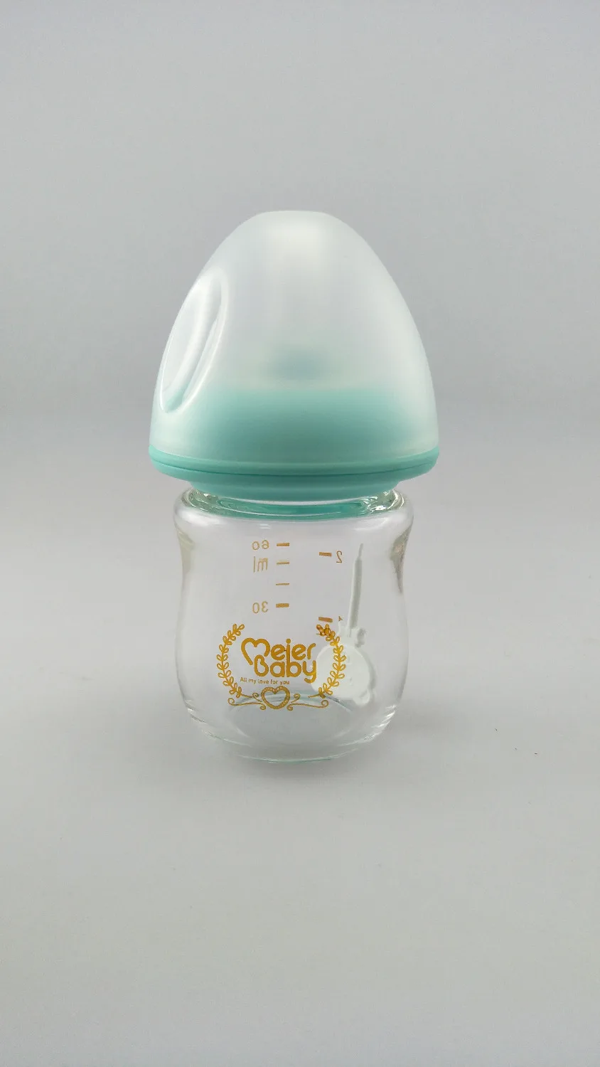 Meierbaby бутылка для новорожденных(M8229); высокое боросиликатное стекло; BPA бесплатно; жидкий силиконовый материал; S отверстие(медленный поток