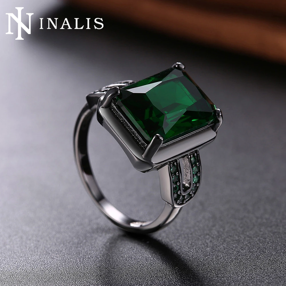 inalis fashion square ring green black pink blue cz fashion men women wedding jewelry black gun engagement rings bijoux femme - Green Wedding Rings inalis fashion square ring green black pink blue cz fashion men women wedding jewelry black gun engagement rings bijoux femme - Green Wedding Rings