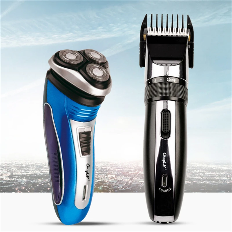 3 Blades Men Electric Shaver Face Beard Shaving Travel Razor+Trimmer