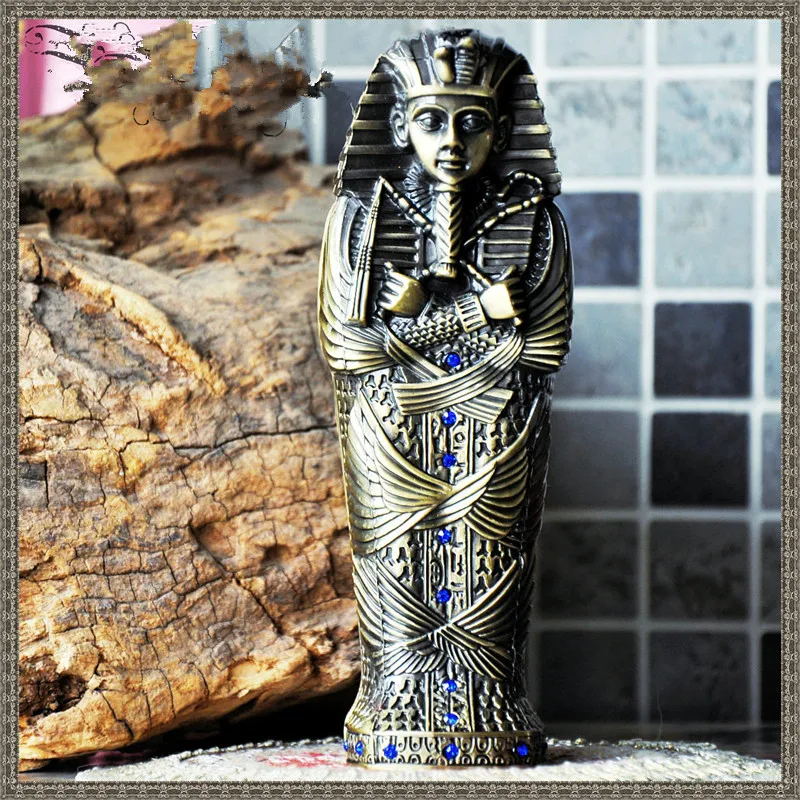 

Metal Pen Boxes Egyptian Pharaoh Figurine Gift Storage Container Home and Office Artwork Decoration ElimElim